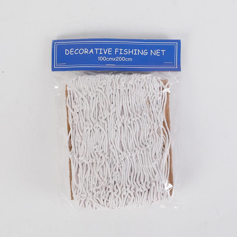 Mediterranean Style Cotton Rope Decorative Fishing Net with Shells for Wall Decor 1*2m Basic Model