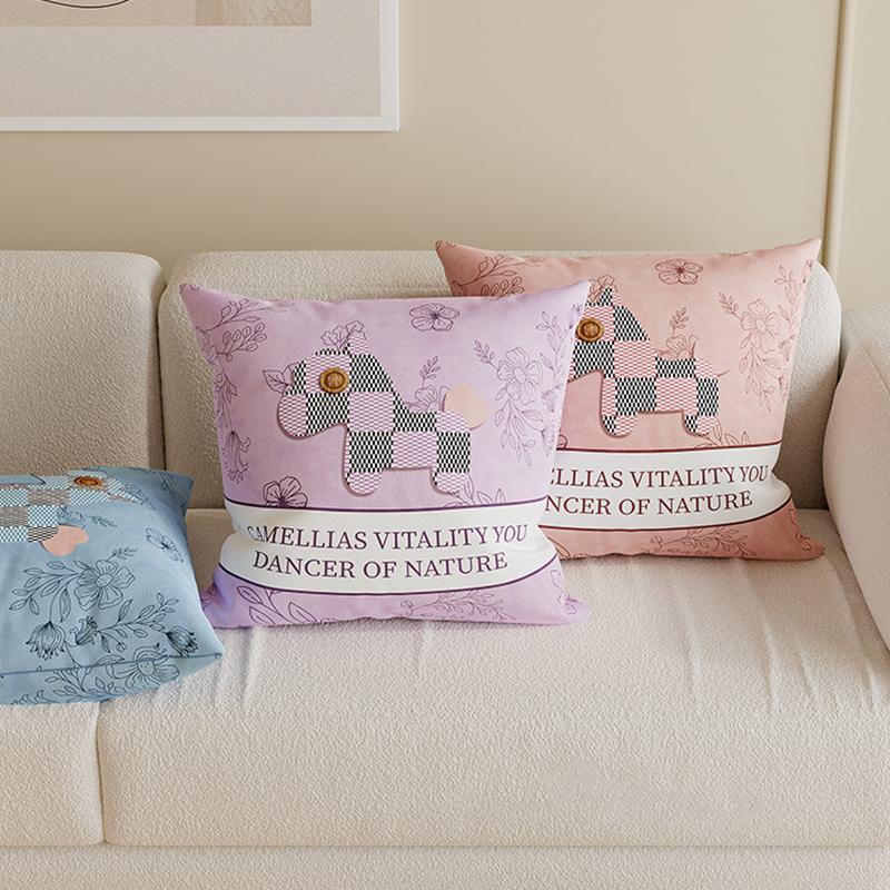 Cute Pony Sofa Pillow Living Room Pillowcase Removable Washable Year Of The Horse Bay Window Cushion Bed Headrest Pillow