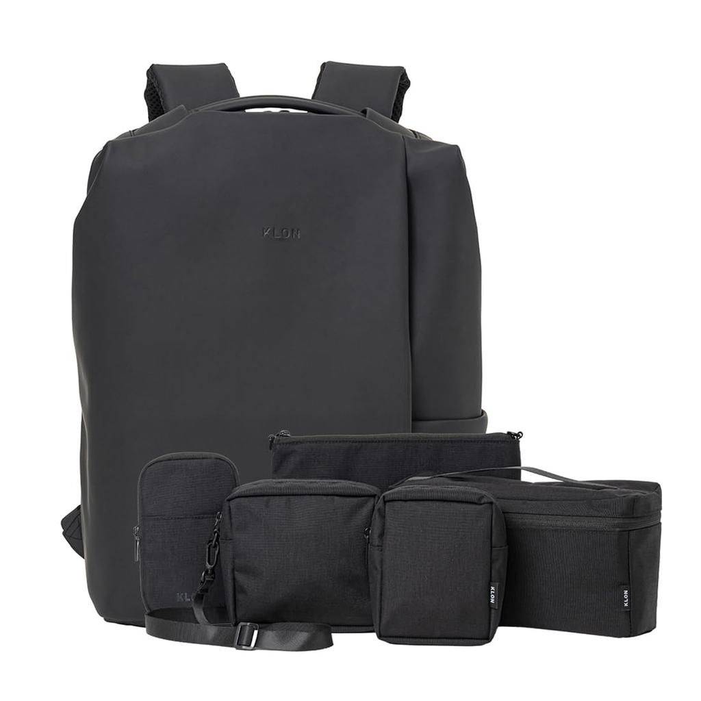 KLON Zaino Impermeabile e Leggero per Uomo e Donna, Nero, Design Semplice, Zaino Rivestito Opaco-FFX02