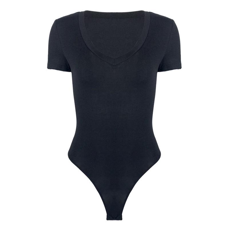 Women's Sexy V-Neck Short Sleeve Bodysuit - Summer 2025 Collection
