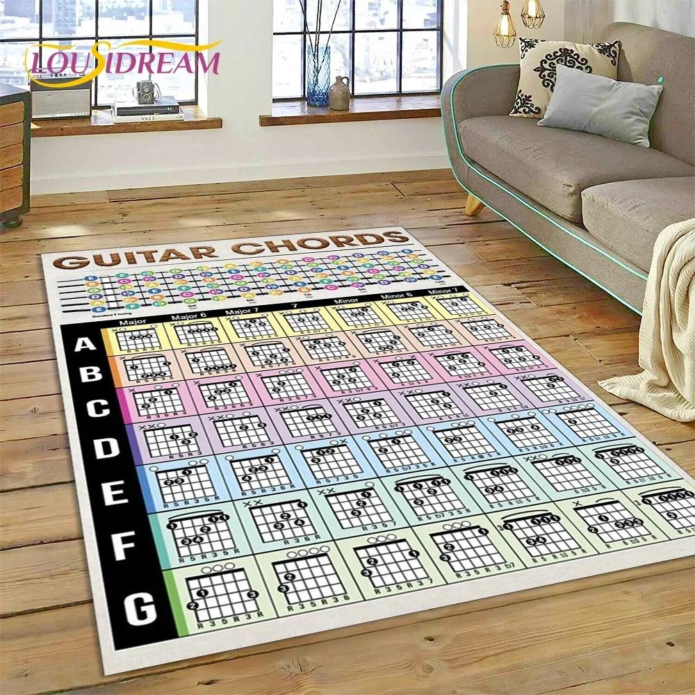 Guitar Chords Theory Chart Music Carpet Bedroom Living Room Home Sofa Rug Decoration Originality Children Game Large Floor Mat