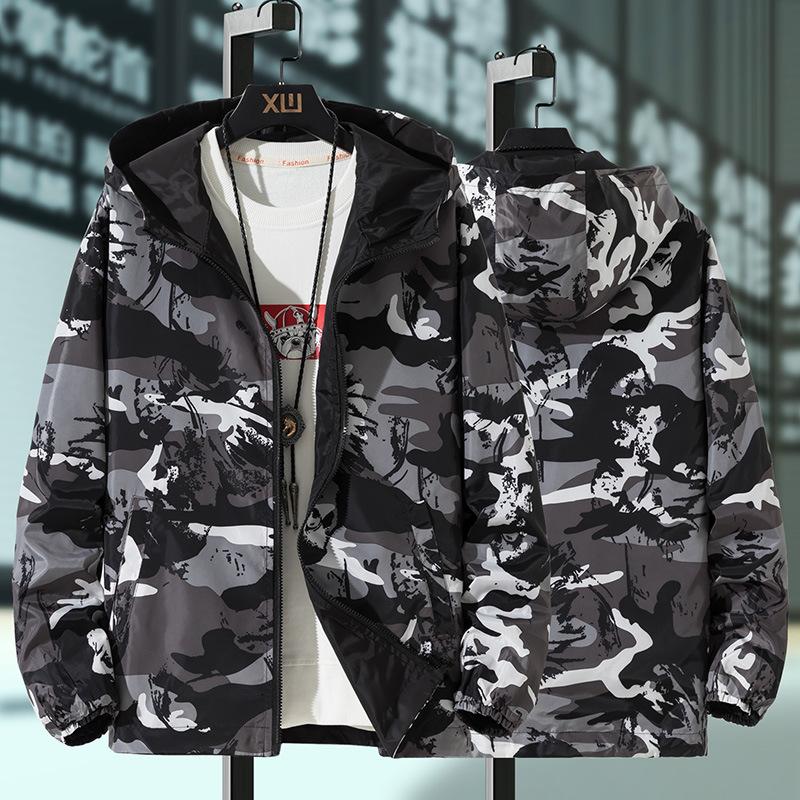 Giacca Casual Mimetica Reversibile Primaverile da Uomo Taglia Grande Sottile