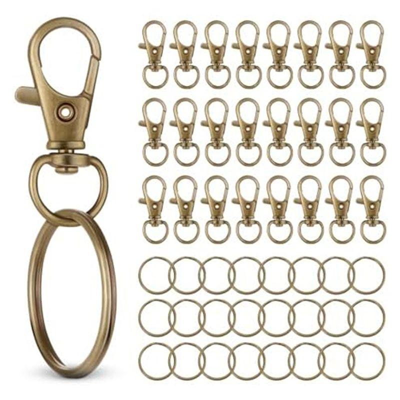 

AEE4-50 PCS In 25 Sets, Metal Swivel Lobster Claw Clasps, Snap Hooks And Sturdy Key Rings, For Key Chain Making Kit