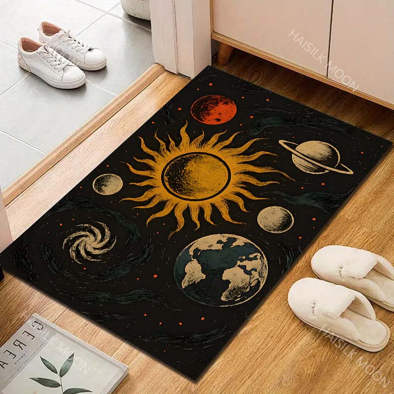 1PC Sun planets Earth Saturn galaxy space Carpet for Living Room Bedroom Sofa Home Decor Rus Non-slip Floor Mat Luxury Gift