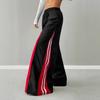 Street-style Hot Girl Patchwork Hip-hop Zipped Patchwork Retro Loose Floor-length Pants