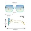 Sunglasses For Women Gradient Blue Yellow Frame Glasses Unique Double Frame Design Golden Spherical Decoration Modern Fashion