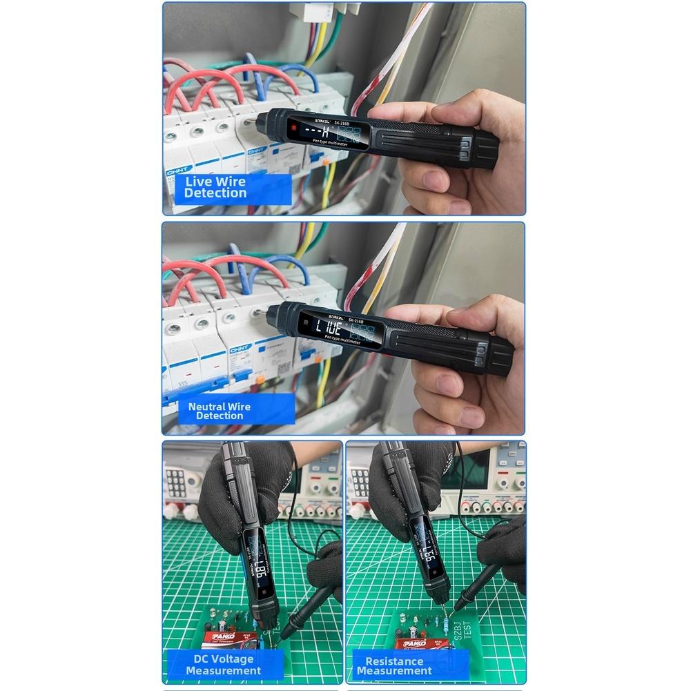 216 216B Compact Digital Multimeter Pen with NCV Live Wire Detector Backlit LCD Screen for Electrical Diagnostics