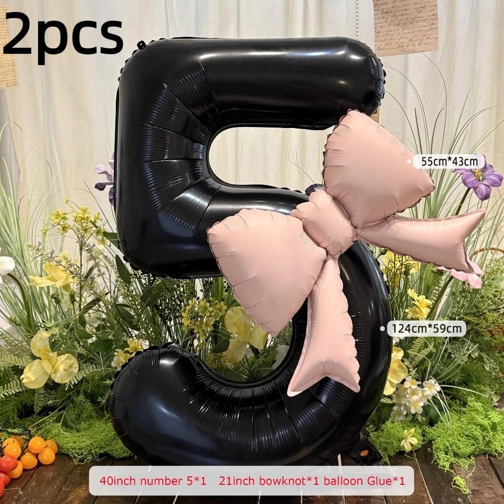 

2pcs New 40inch Aluminium Foil Balloons Black Photo Props Number Balloons Bownot Balloons Anniversary Decoration 10inch
