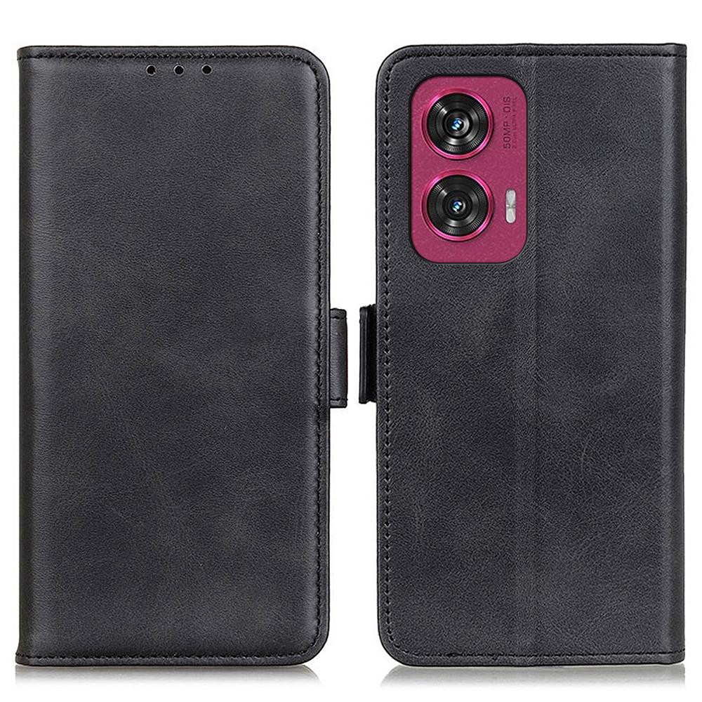 

For Motorola Edge 50 Fusion 5G Wallet Case Side Magnetic Clasp Leather Phone Cover Black