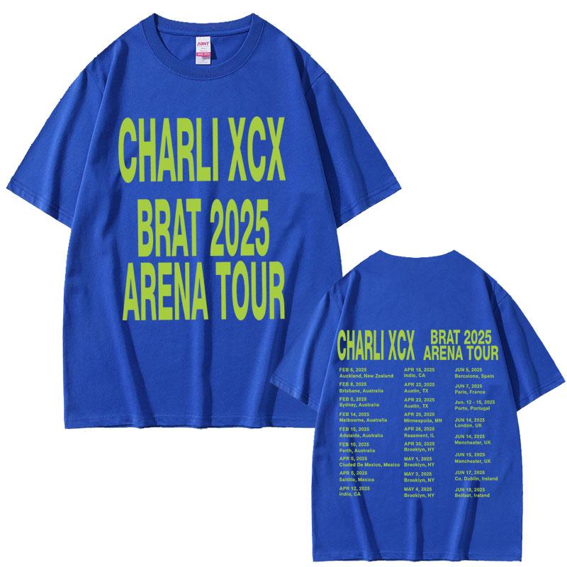 Charli Xcx Brat 2025 Arena Tour T-Shirts Unisex Damenmode Popmusik T-Shirts Baumwolle Oversized Kurzarm-T-Shirt Streetwear