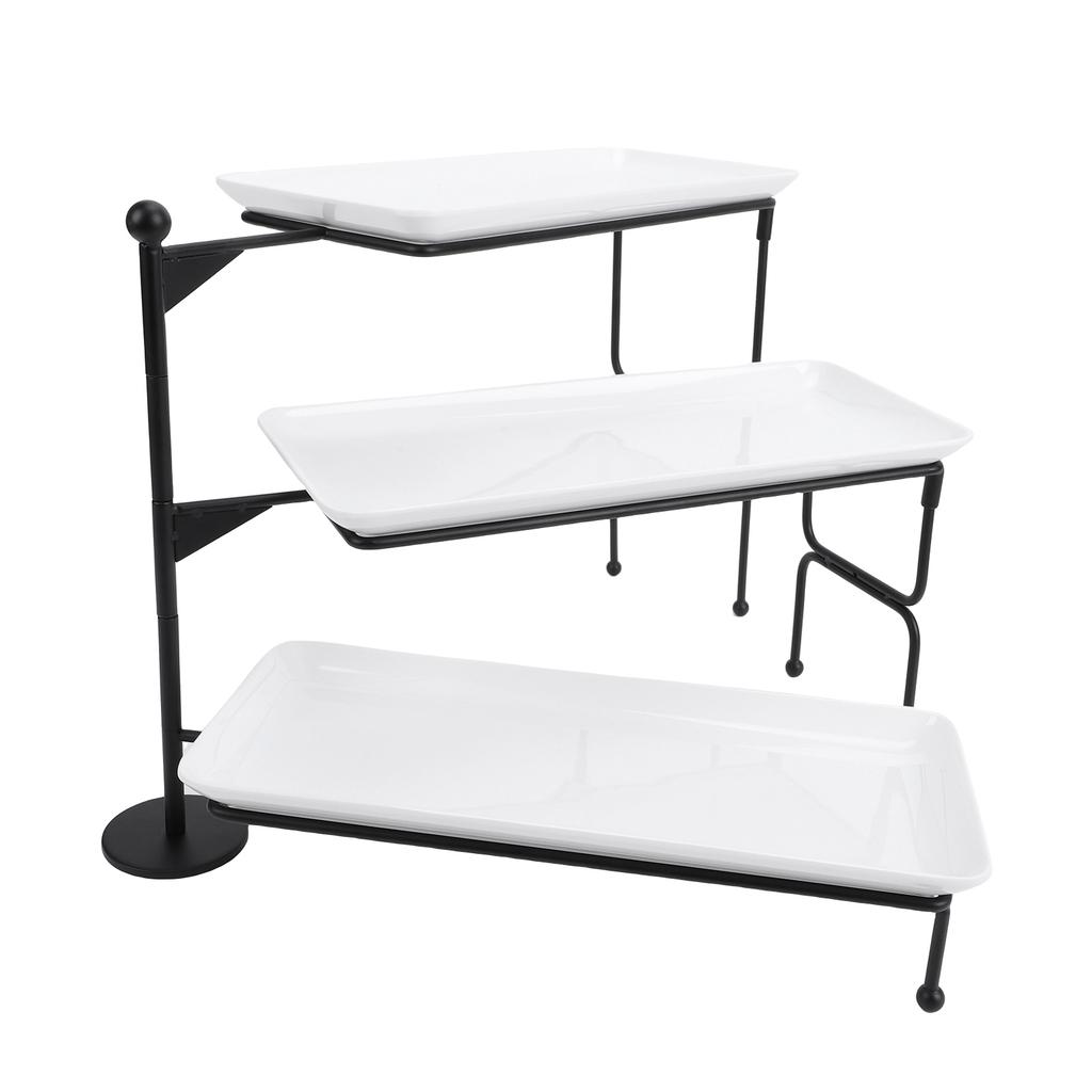 3 Tier Dessert Stand Fruit Display Tray Metal Frame Dishwasher Safe Easy Assembly and Disassembly Self Serve Pastry