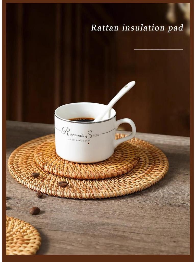 Rattan Heat-Resistant Trivet: Anti-Scald Pot & Bowl Mat, Coaster, and Teapot Holder for Dining Tables