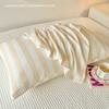 Polyester Microfiber Striped Pillowcase Machine Washable Pillow Cover Bedroom Decor Suitable For Adult With Children