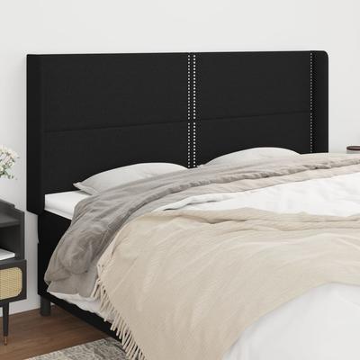 Vidaxl Wingback Headboard, Black, 203X16X118/128 Cm, Fabric