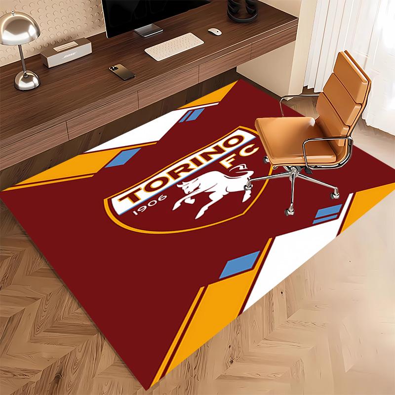 1 Stück Fußballverein Logo Druck Teppich - Weich, Waschbar, Rutschfest, Innenmatte, Wohnzimmer, Home Office Dekorativer Teppich, Büro Dekorativ