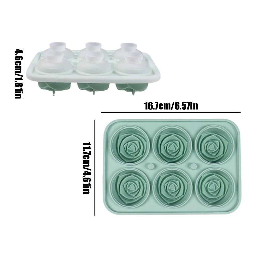6-Cavity Rose Silicone Ice Cube Mold Easy Demolding Food-Grade For Drinks Desserts Kitchen Tool Stylish Decor Mold