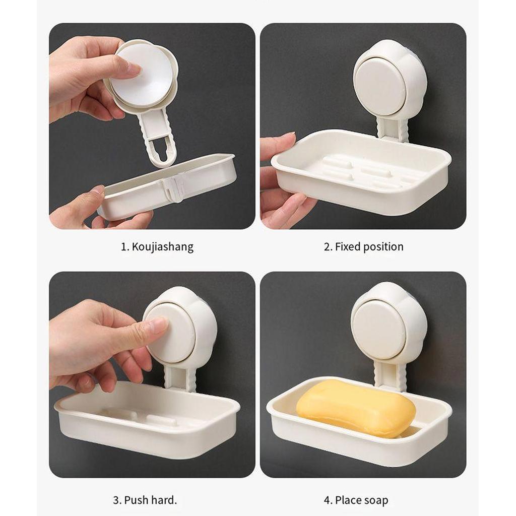 Pack Of 2 Wall Mounted Soap Dishes With Strong Suction Cups Soap Box Easy Installation For Smooth Surfaces Soap Rack