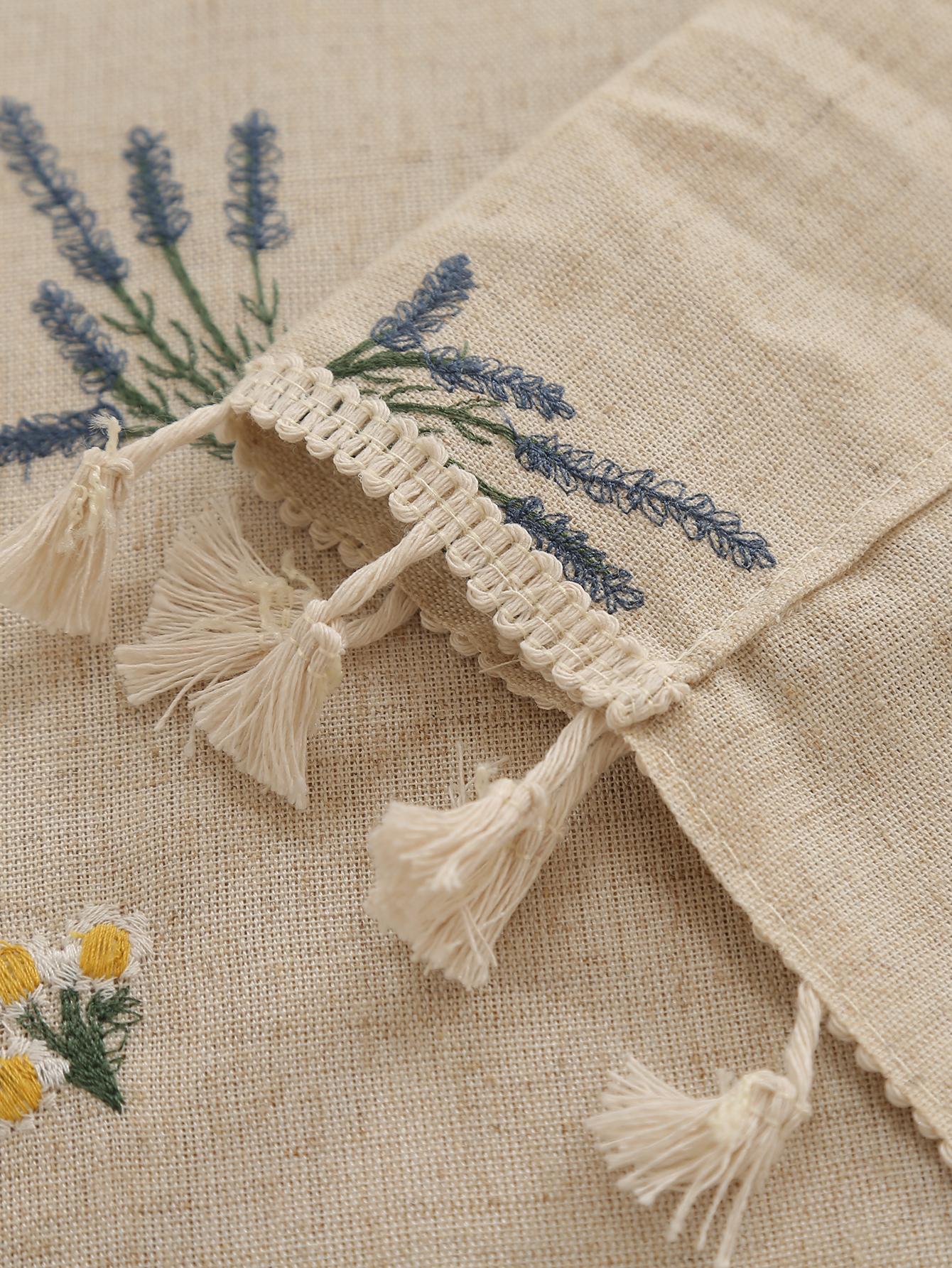 

1 шт. Льняные шторы с бахромой из пшеницы и вышивкой, подвесные шторы с бахромой, украшение окна для гостиной и спальни, блокирующие шторы в деревенском стиле 132x100cm 1PC&Fixed Pleat бежевый