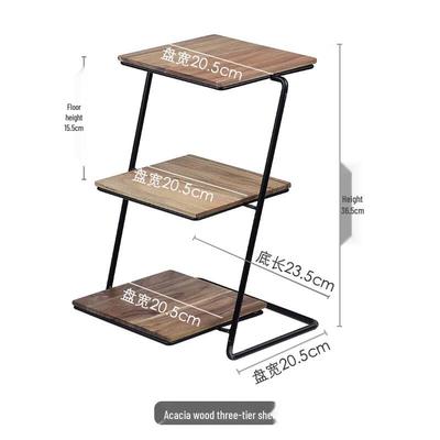 Colorful Three-Tier Acacia Wood Dessert & Fruit Display Stand