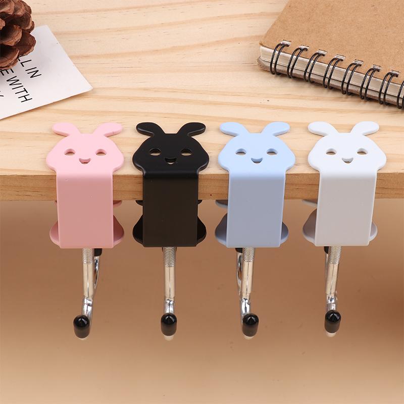 Cute Rabbit Desk Bag Hook Table Side Hanging Hook Adjustable Storage Hooks Headphone Backpack Desk Hanger Punch-Free