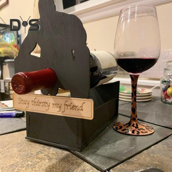 Portabottiglie da vino con silhouette di uomo seduto, portabottiglie da birra in legno, organizer per la casa, cucina, bar, tavolo da pranzo, decorazione da tavolo