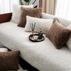 American Light Luxury Non-Slip Teddy Fleece Sofa Cushion | Thick Plush Universal Cover for Leather Sofas