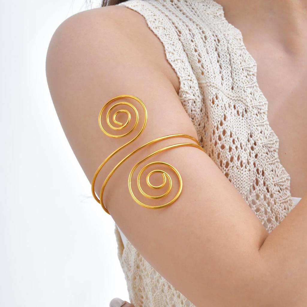 Edelstahl Oberarmband Manschette Armbänder für Damen Mädchen, Boho Armband, Verstellbares Oberarm Armreif