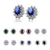 Cao Shi's New Model, Fashionable Temperament Flower-shaped Colored Stud Earrings, Women's Creative Generous Zircon Ear Jewelry
