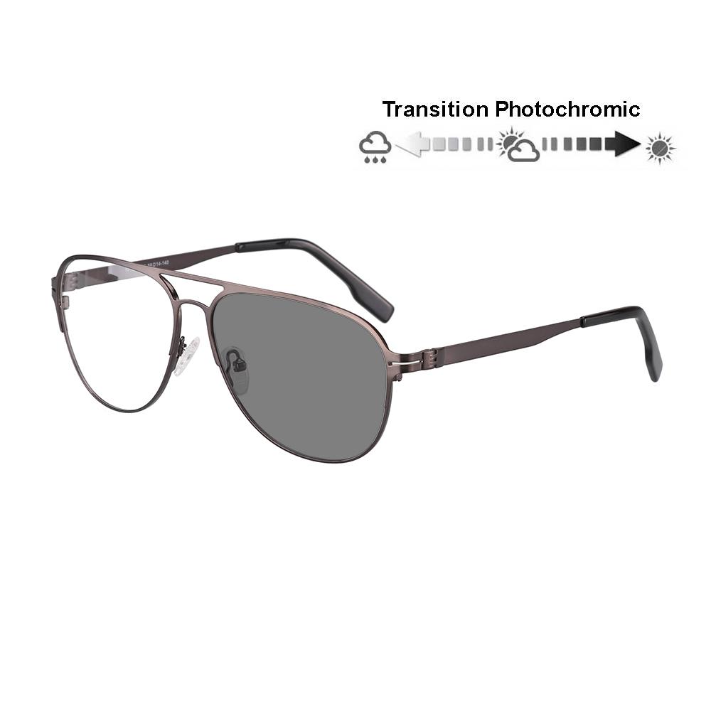Transition Photochromic Bifocal Reading Glasses Optical Hyperopia Metal Frame Uv400 Sunglasses