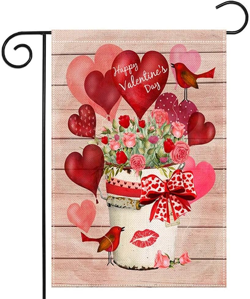 Happy Valentine's Day Garden ag 12.5 x 18 Inch Love Heart owers Garden ag Decorative Double Sided Large ag for V UUL EEZ