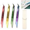Anti-static Curved Stickers Tweezers High Precision Eyelash Curler  Extensions Grafting