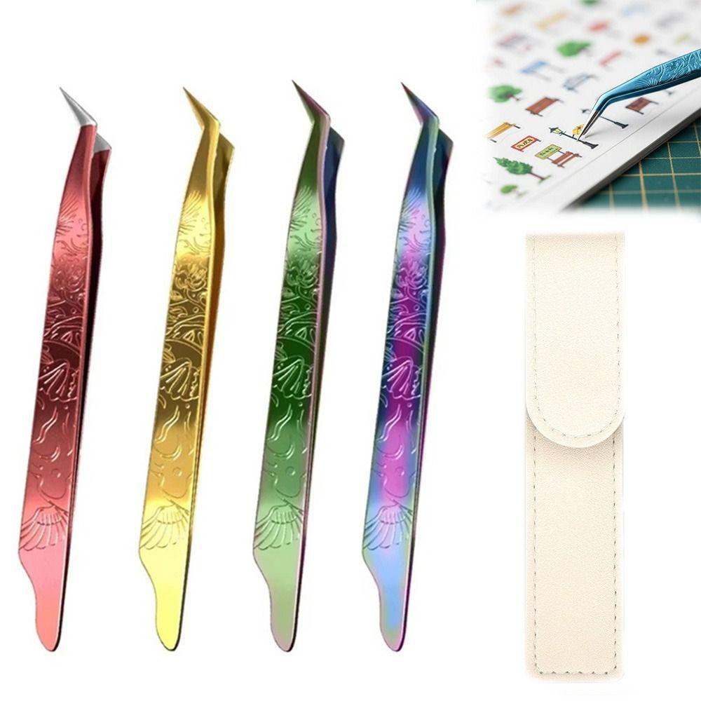 Anti-static Curved Stickers Tweezers High Precision Eyelash Curler Extensions Grafting