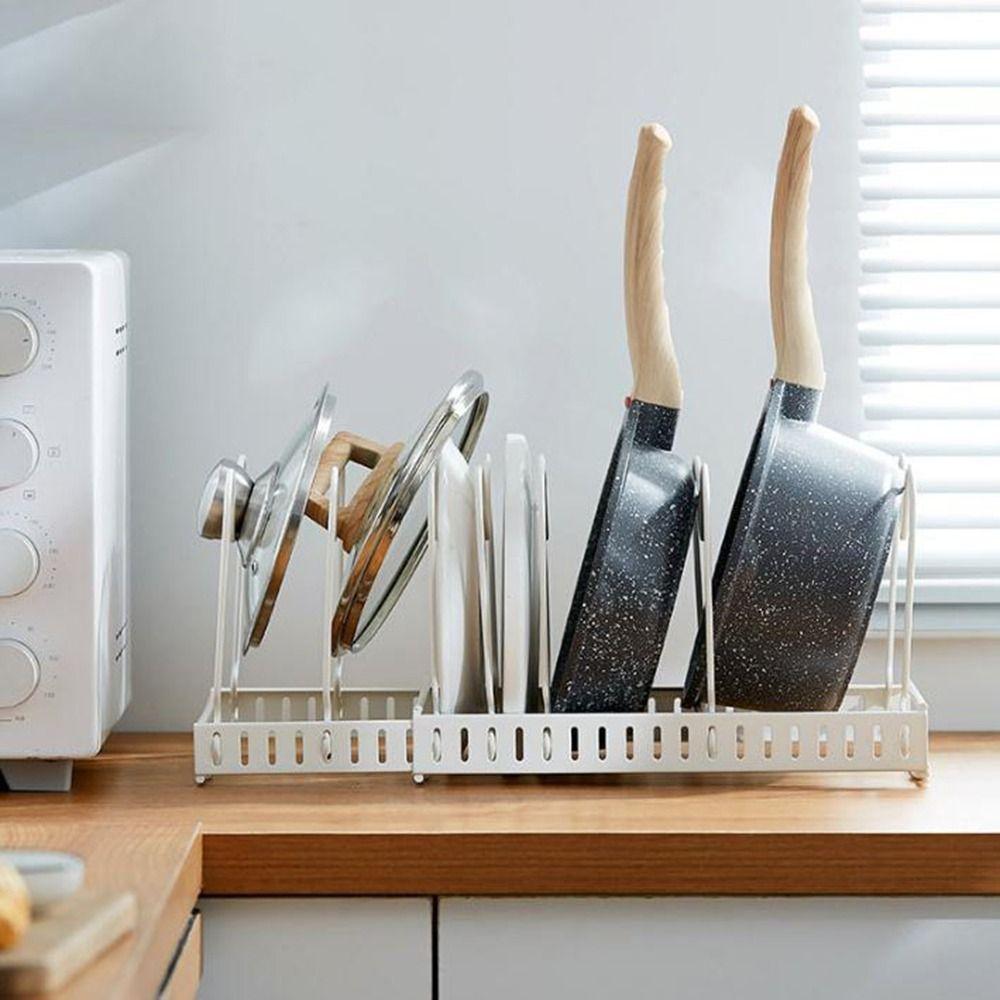Wave-shaped Dish Drain Rack Adjustable Pot Lid Organizer Practical Expandable Dish Rack  Cabinet