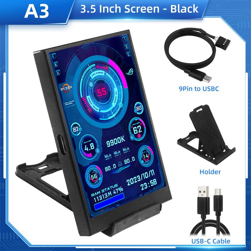 TURZX 3,5 / 5palcový IPS USB sekundární obrazovka pro počítač CPU GPU RAM HDD Monitor Typ C Displej BEZ AIDA64 LCD pro Windows 10 11