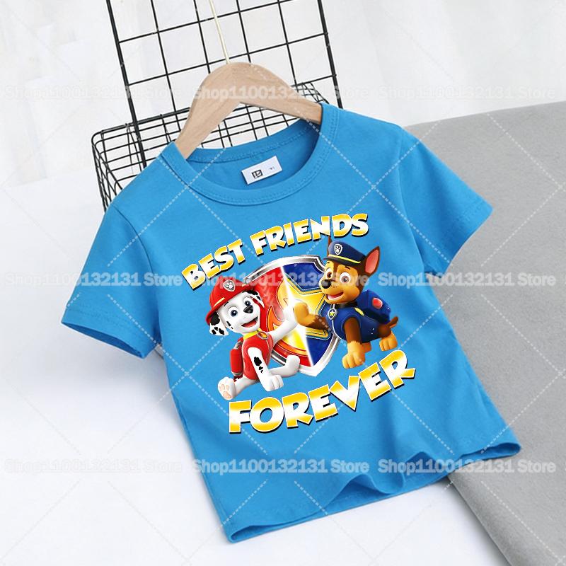 Paw Patrol Children's T-Shirt Cartoon Chase Team Skye Short Sleeve Top Children's Summer Clothing Gift