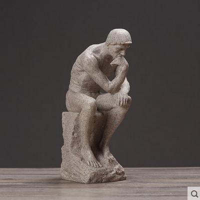 26cm Resin Sandstone Thinkers Statue Retro Creative People Ornaments Home Decorations Accessories Handmade Crafts Gifts