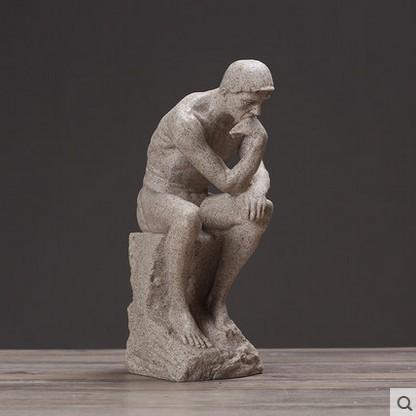 26cm Resin Sandstone Thinkers Statue Retro Creative People Ornaments Home Decorations Accessories Handmade Crafts Gifts