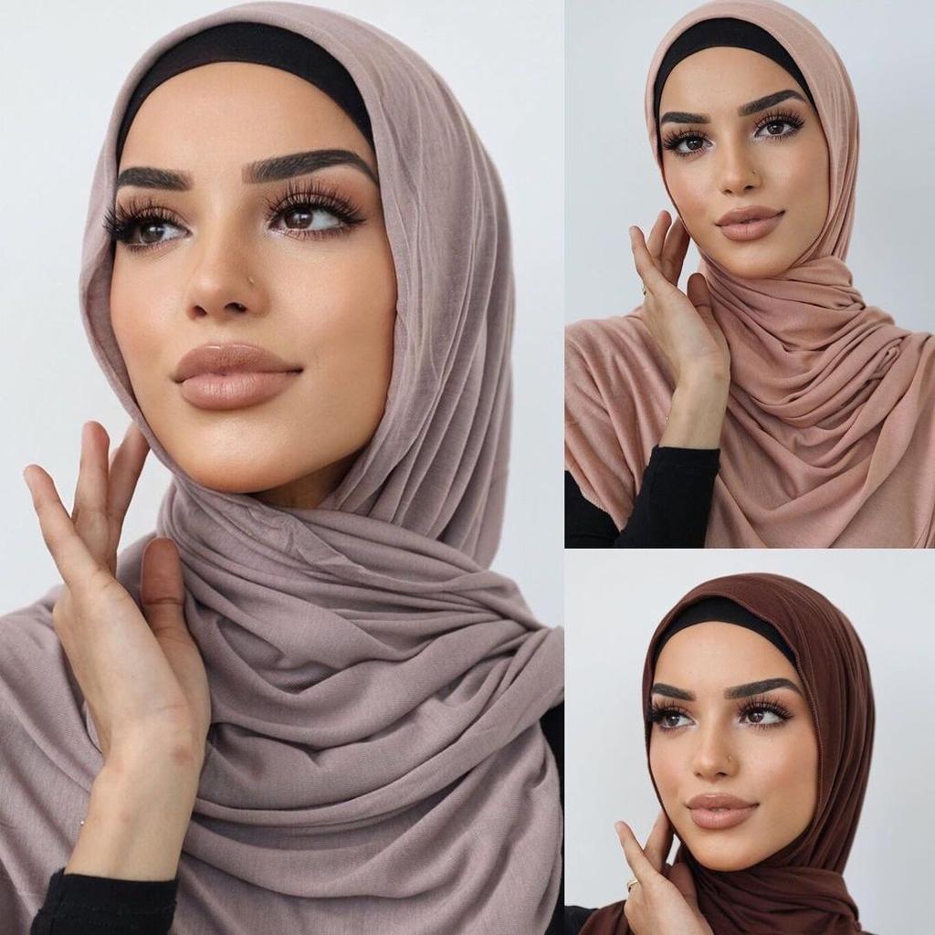 Modal Jersey Hijab For Women Cotton Headscarf Soft Long Shawl Muslim Fashion Scarves Islamic Turbans Women Bandana Headband