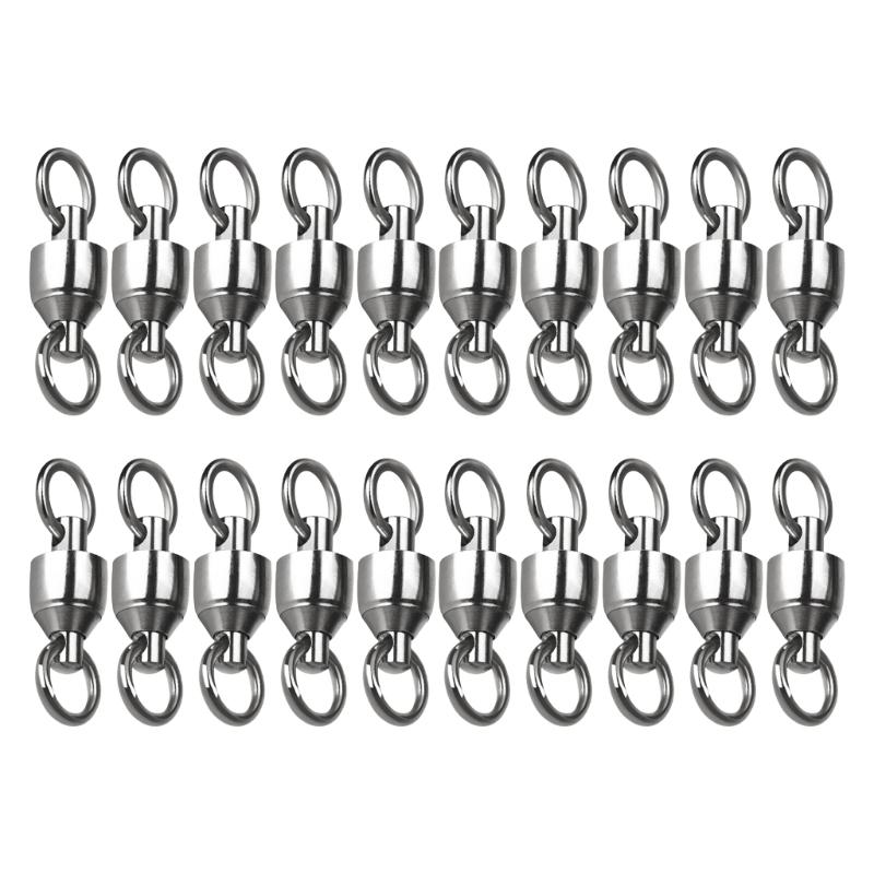 20Pcs Stainless Rolling Swivels Bearing Fishing Swivels Line Connector Barrels Swivels Connectors Fishing Accessory