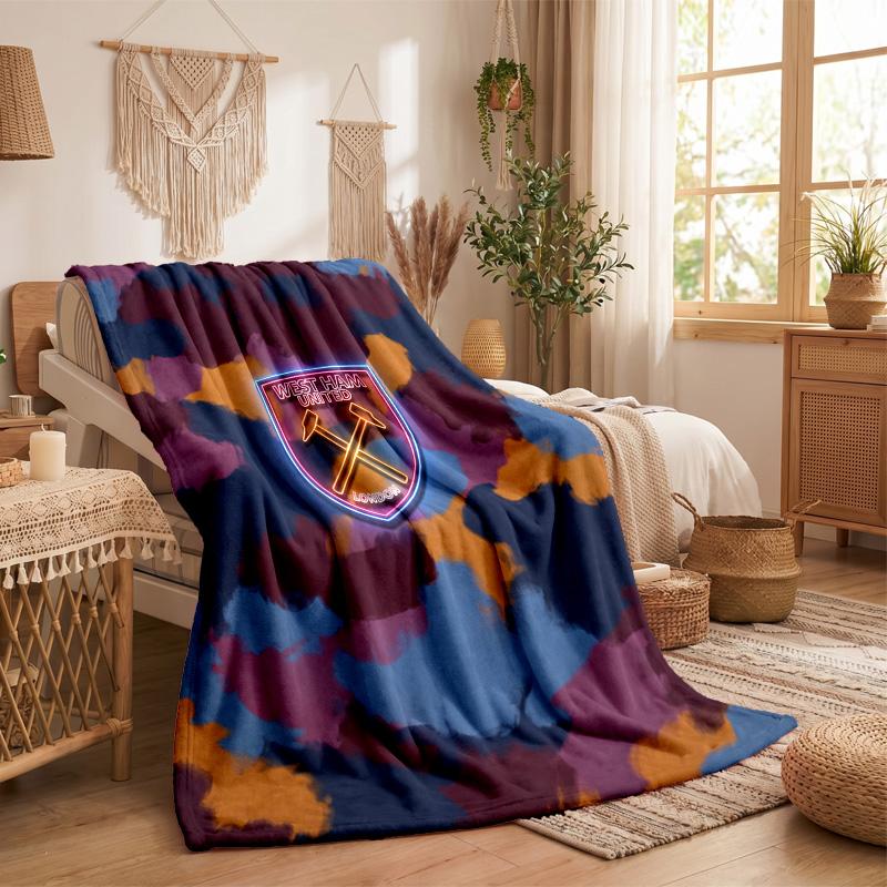 Coperta in Flanella con Stampa West Ham United Calcio Morbida Calda Coperta da Divano Letto per Casa Ufficio Camera da Letto