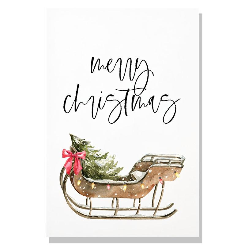Simple Modern Nordic Ice and Snow World Watercolor Elk Christmas Art Decor Picture Material