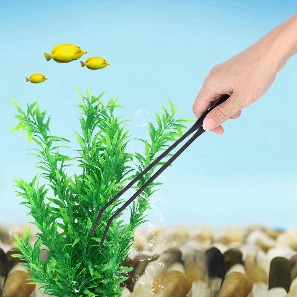 Stainless Steel Fish Tank Water Plants Cleaning Tweezers Scissors for Aquarium Maintenance ToolsCurved Tweezer