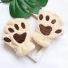 Women Cat Paw Gloves Cute Fuzzy Warm Half Finger Gloves Winter Plush Animal Paw Gloves for Girls Teens Cosplay Costume Parties Daily Wear