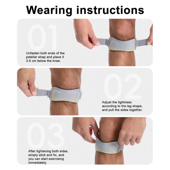 Patella Knee Strap Elastic Men Women Sports Tennis Basketball Running Cycling Knee Pain Relief Patellar Tendon Support Stabilizer Knee Band Brace