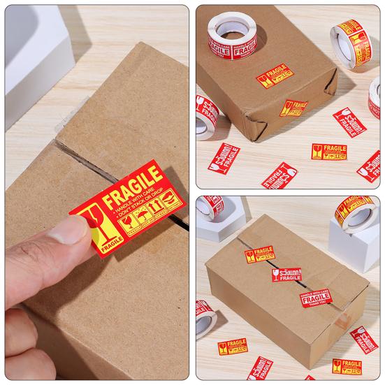 1 Roll Fragile Warning Label Sticker Self Adhesive Easy to Stick Eye-catching Handling Awareness Fragile Warning Label Tag for Shipper