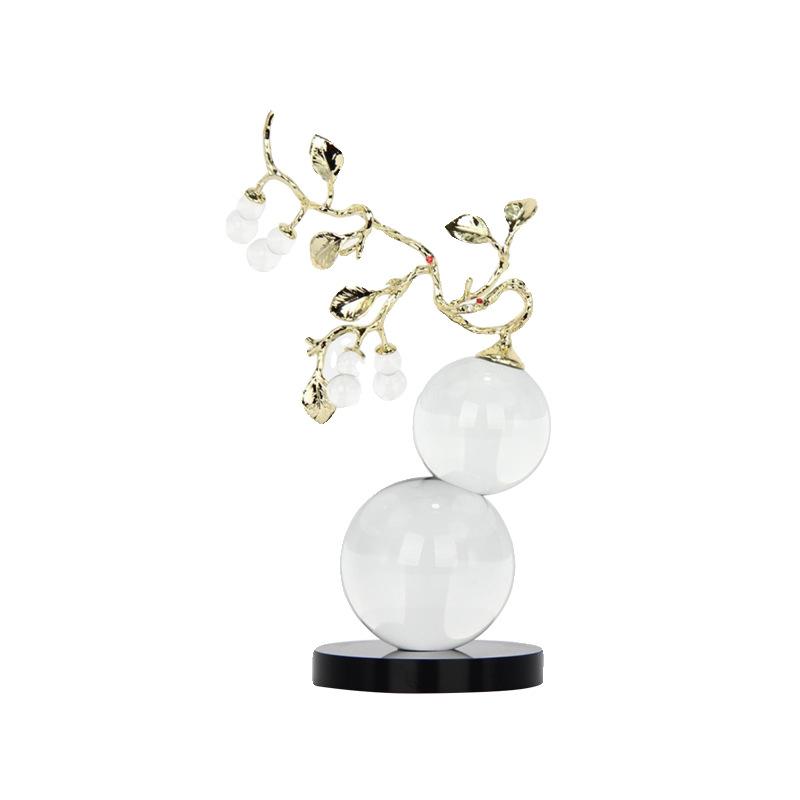 Light Luxury Modern Creative Geometric K9 Crystal Ball Gourd Shape Abstract Decorative Art Ornaments Model House Crafts Made (Multicolor,19*13*32cm)