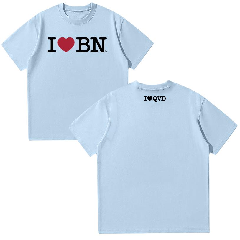 Quevedo Tshirt "I LOVE BN" T Shirt Women Y2K T-shirt Summer Cotton Short Sleeve Tops Fashion Breathable Simple Clothing Casual