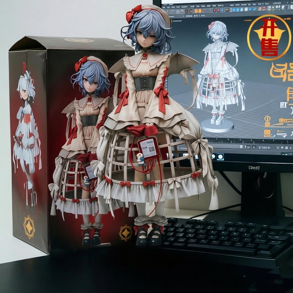 Touhou Project Remilia Scarlet Gothic Krankenschwester Figur Anime Actionfigur 25cm/9.84Zoll Beweglich PVC Sammlermodell Spielzeug Geschenk