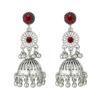 European-Indian Style Antique Silver Hollow Bell Tassel Dangle Earrings