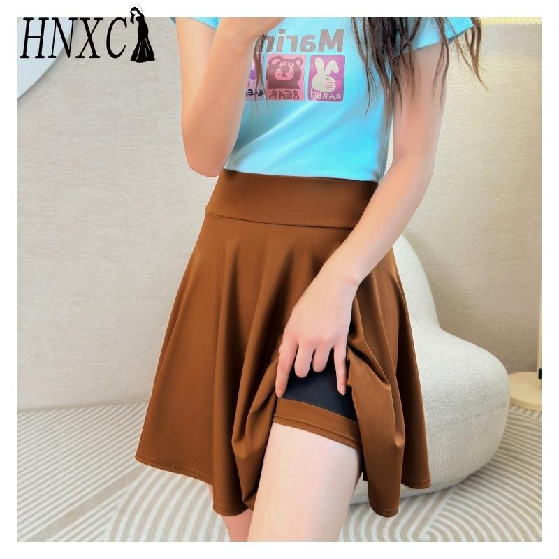 HNXC 16 Color Women's Fashion Casual Solid Color Print Summer Spring Skirt